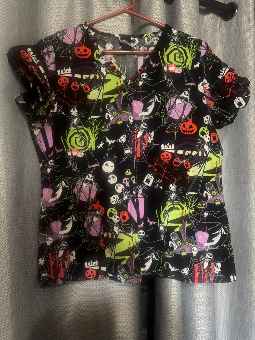 Disney Women's Halloween Print Short Sleeve Tee - Black, Green & Purple
